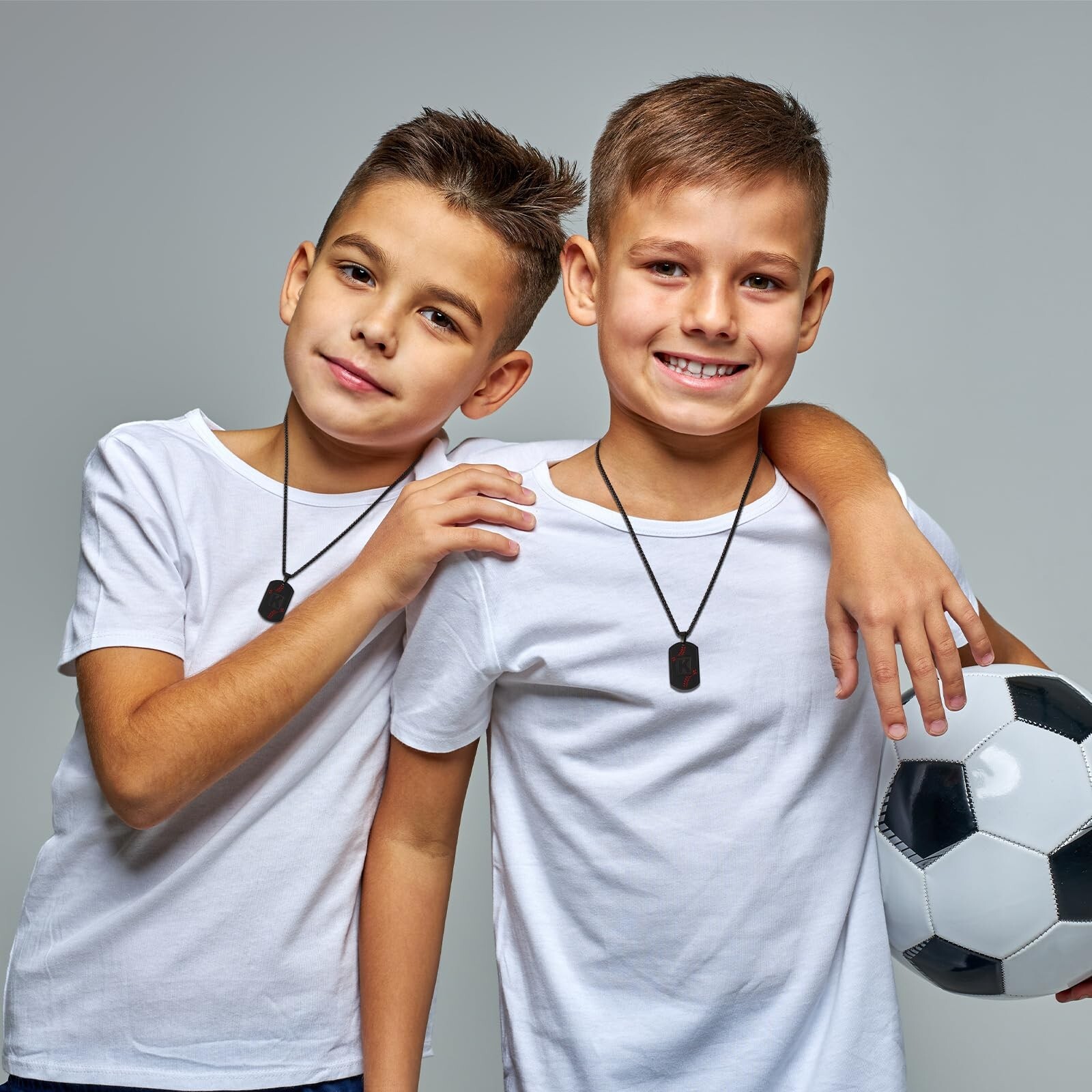 Soccer Initial Necklace for Men Dog Tag Stainless Steel Sliver/Black/Gold Let…