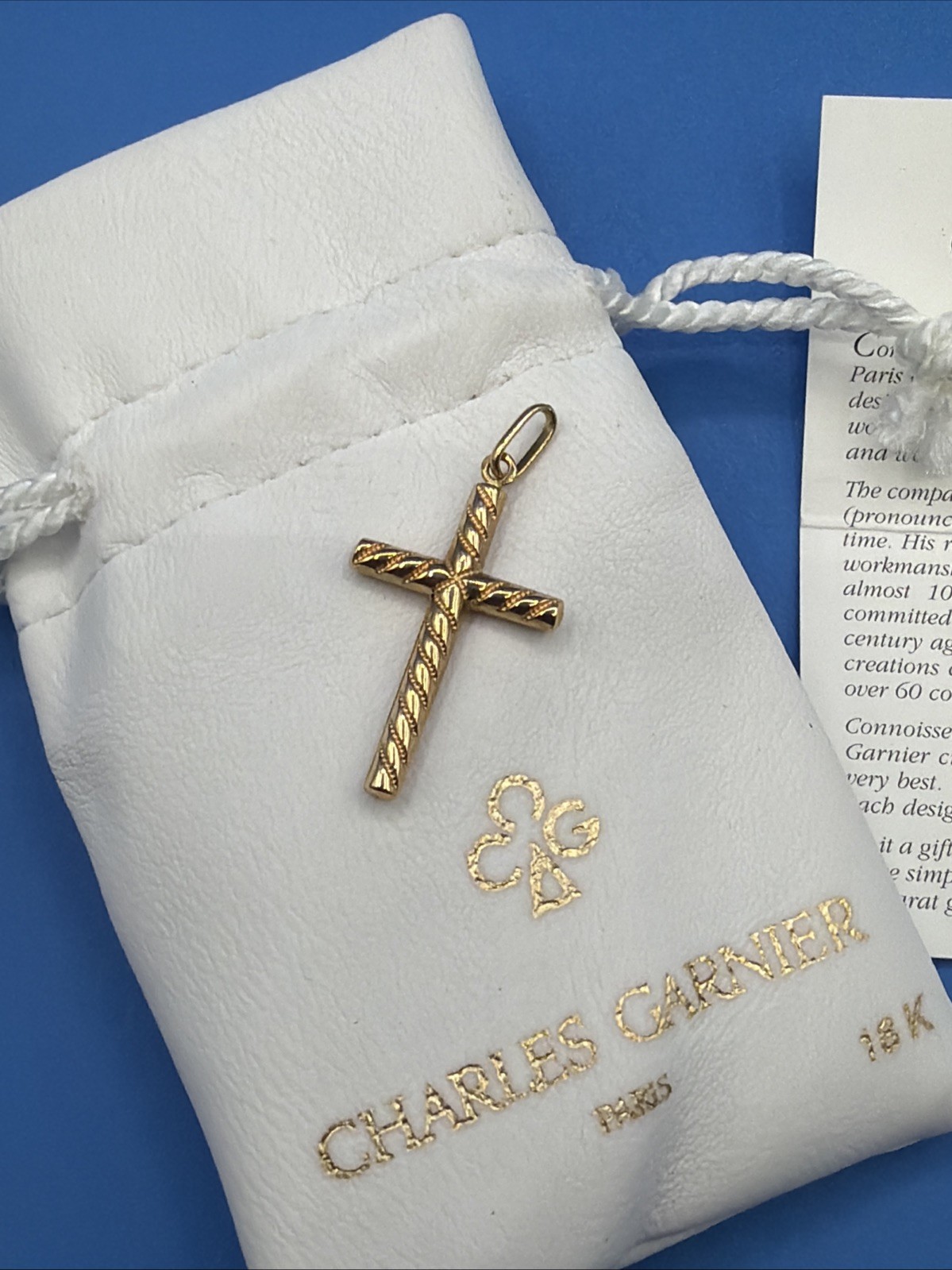 Charles Garner 18K Gold Twist Cross Pendant 0.65g