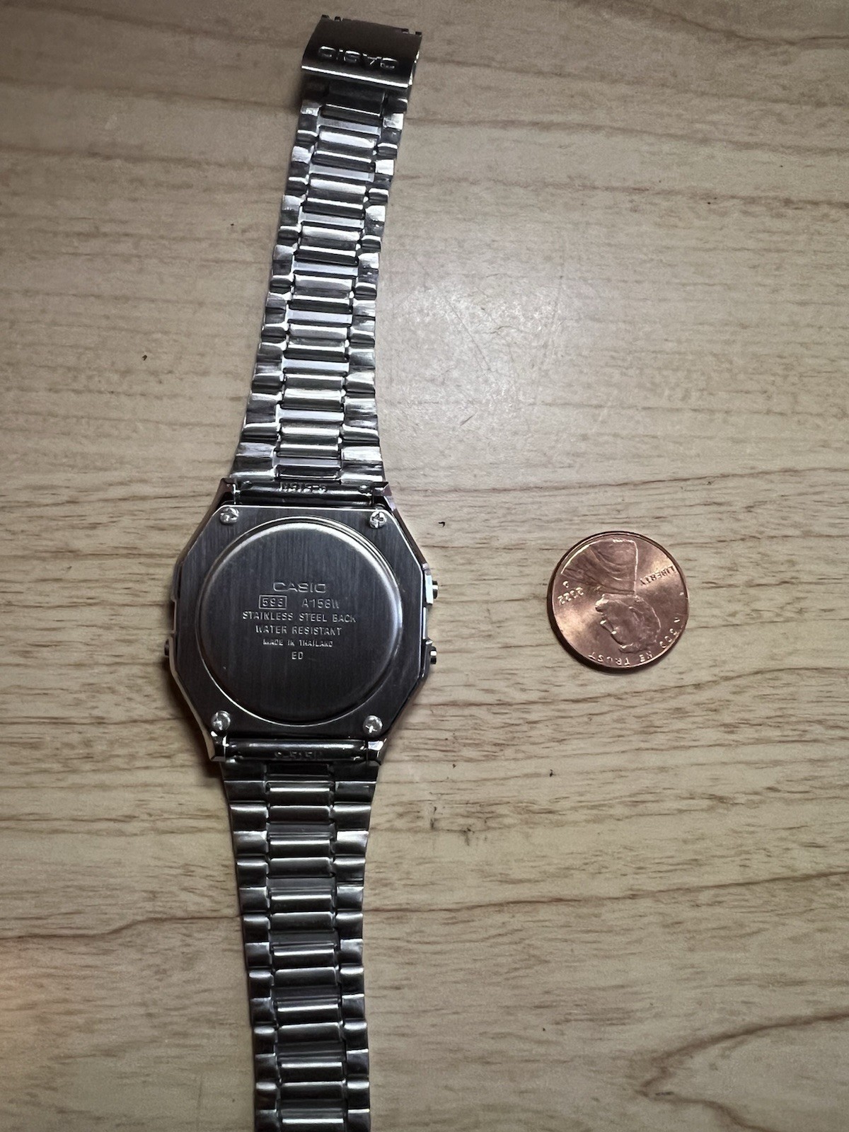 Casio A158W Digital Quartz Watch Silver Stainless Bracelet Alarm Chrono Light