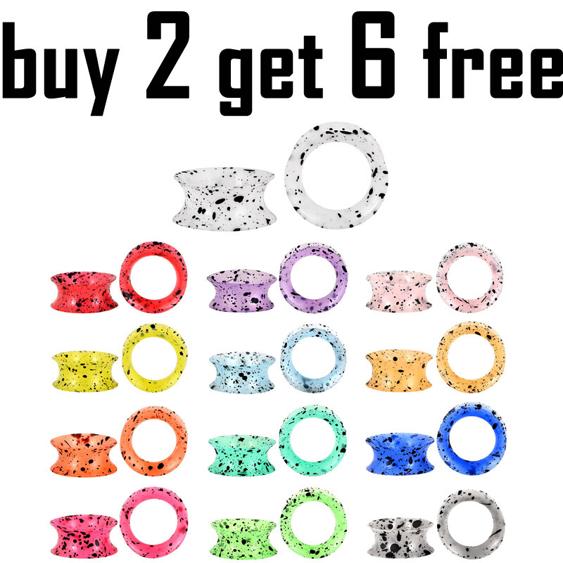 Black Spots Ear Gauges Plugs Tunnels Thin Silicone Ear Piercing Expander 2g-3/4″