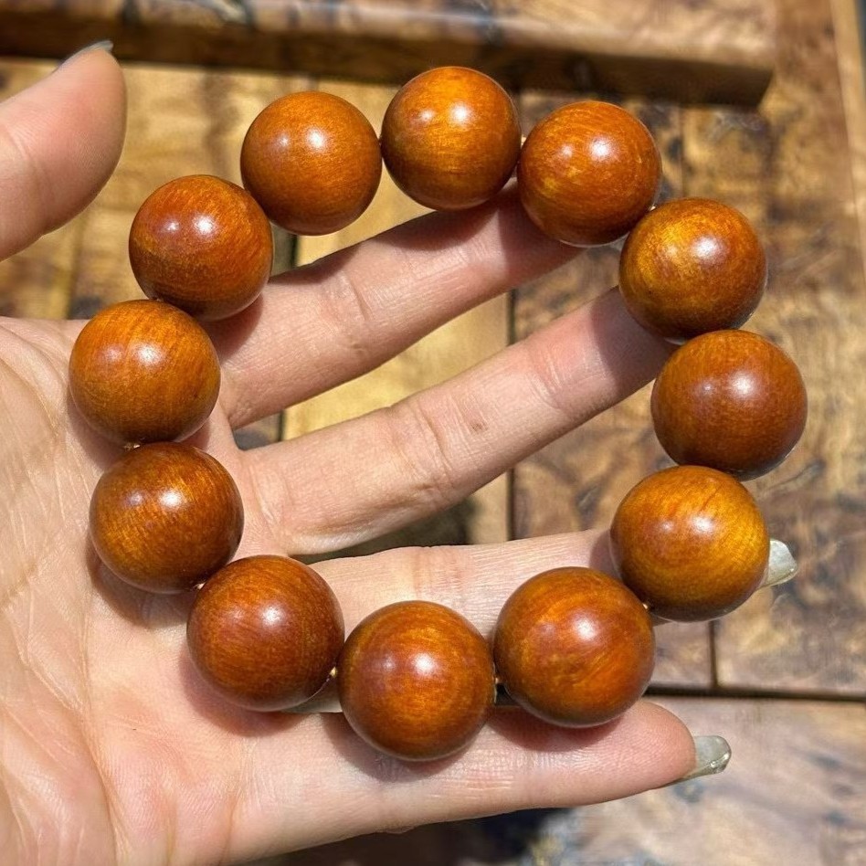 Blood Dragonwood Bracelet 20mm Buddhist Prayer Bead Bracelet for Men and Women
