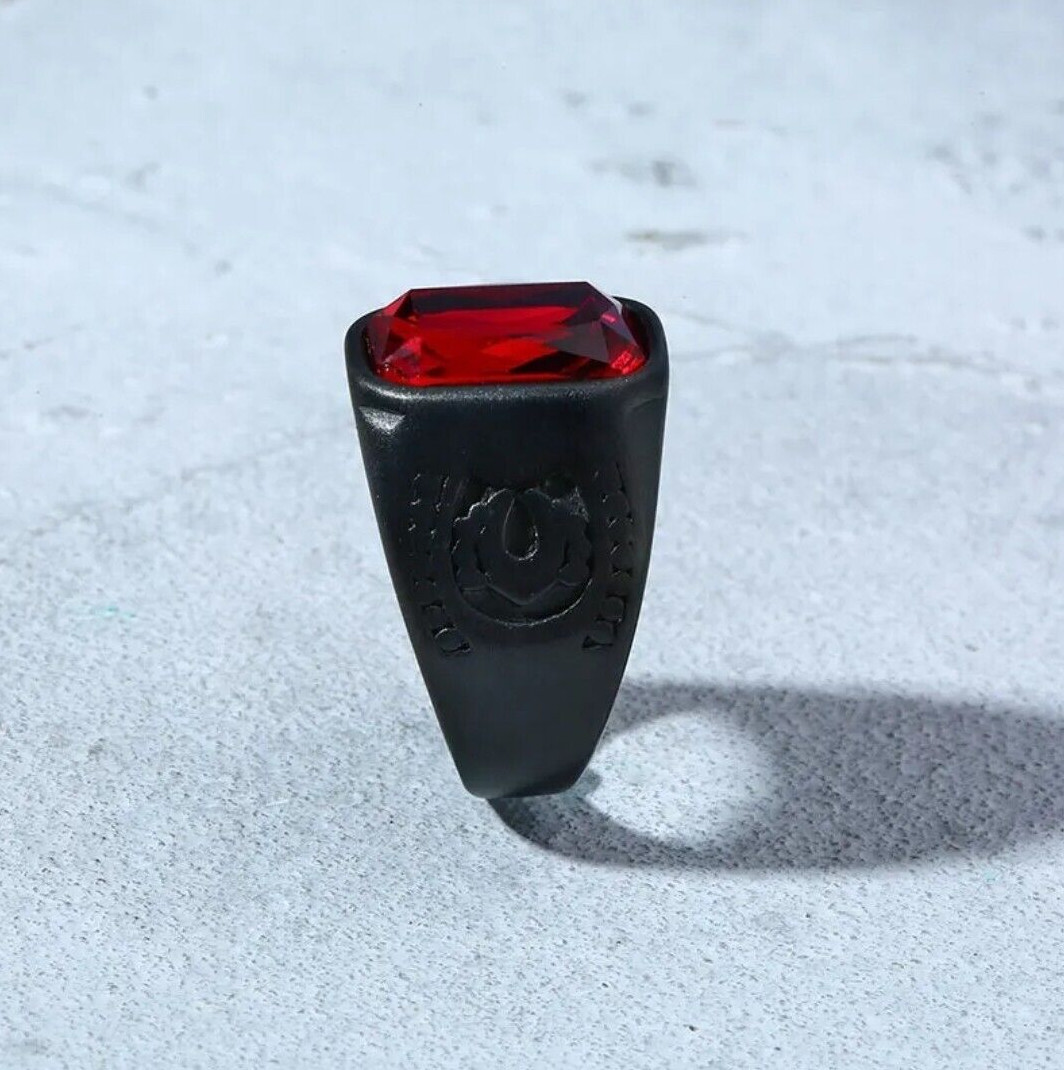 Men’s Fashion Jewelry Black Red Stone Ring 67-4