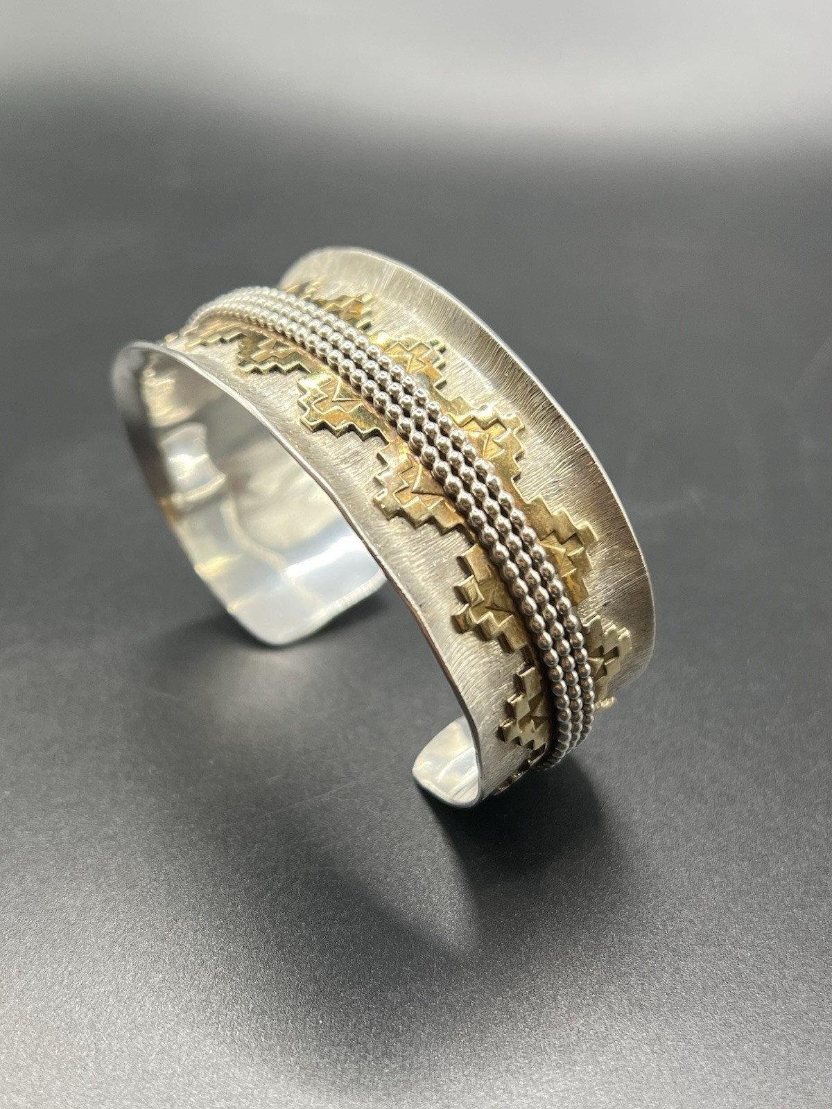 Vintage Lloyd Becenti (BCT) Sterling Silver/Brass Navajo SW Cuff Bracelet