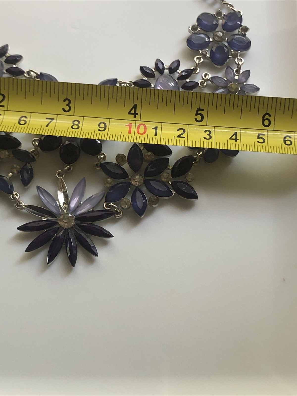 New York & Co Statement Jeweled necklace WITH FLAW Preowned Blue And Purple