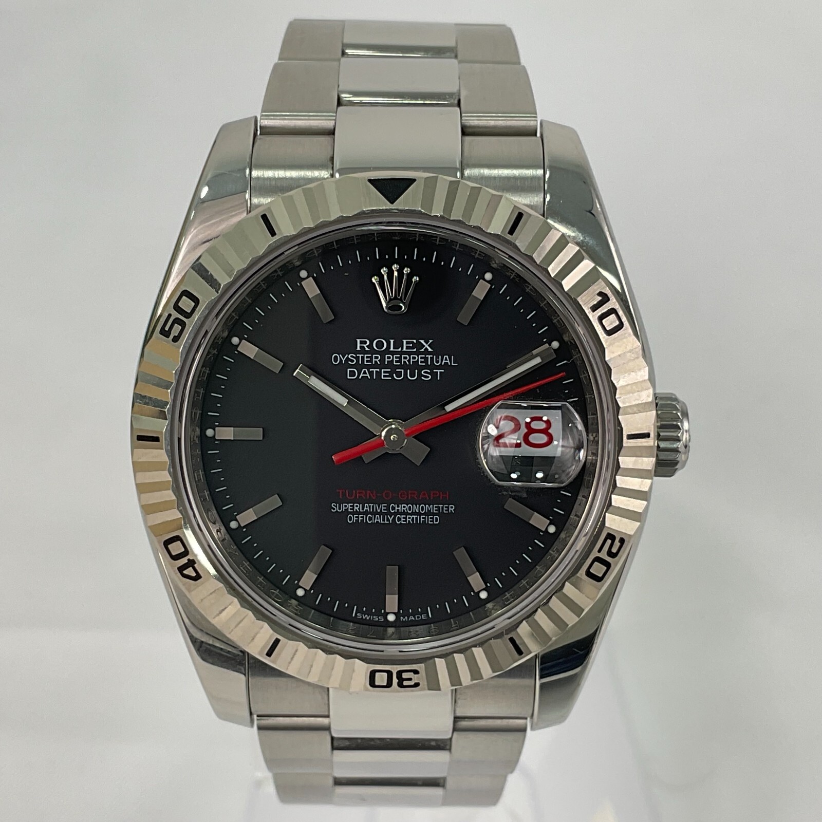 2003 Rolex Datejust TURN-O-GRAPH Black Dial Red Calendar Box One Year Warranty