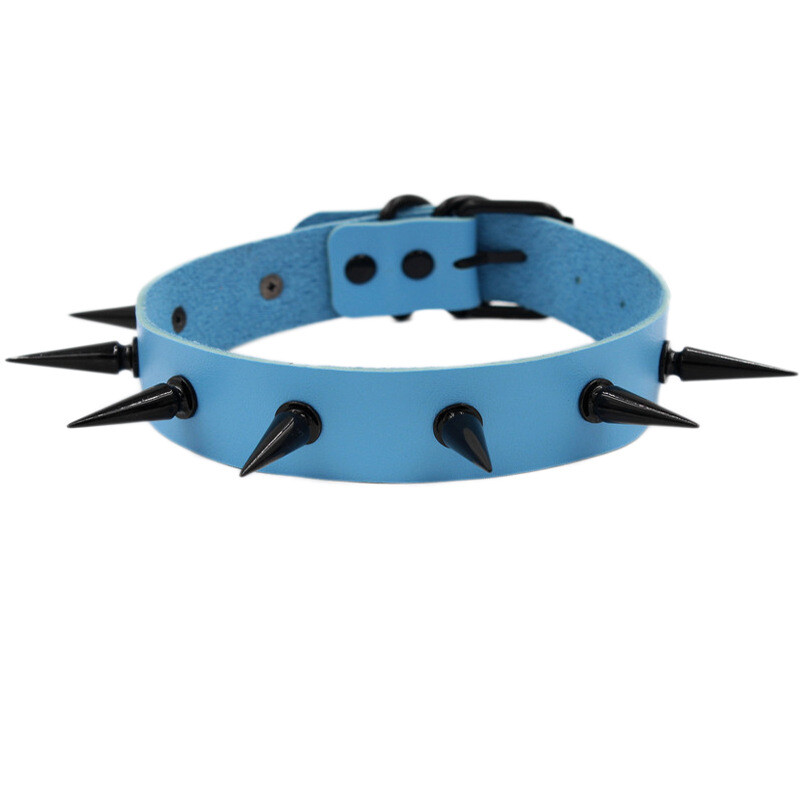 Gothic Punk PU Leather Alloy Spike Rivet Choker Necklace Unisex Rock Club Wear