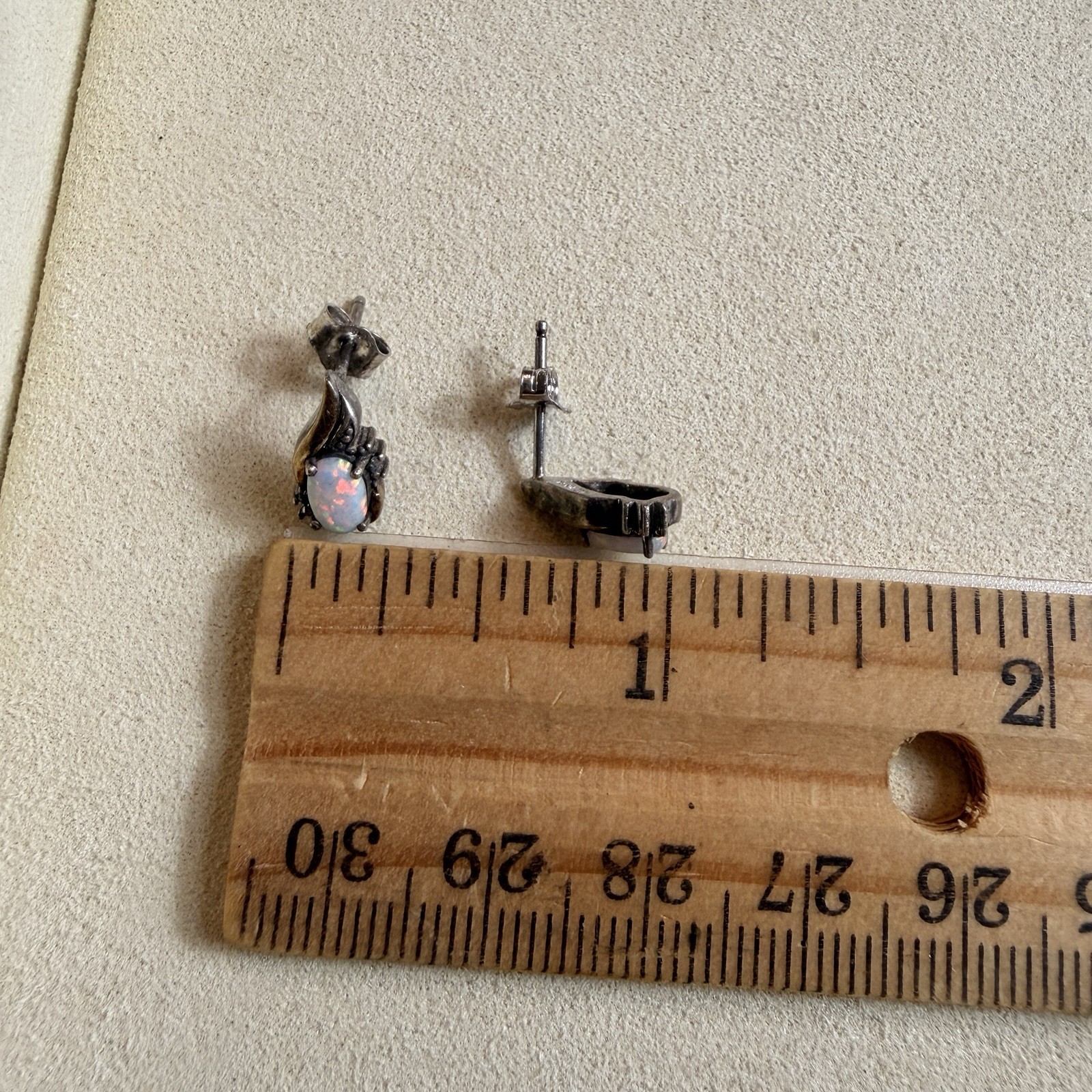 Vintage stamped 925 10k RL Opal Stud Earrings