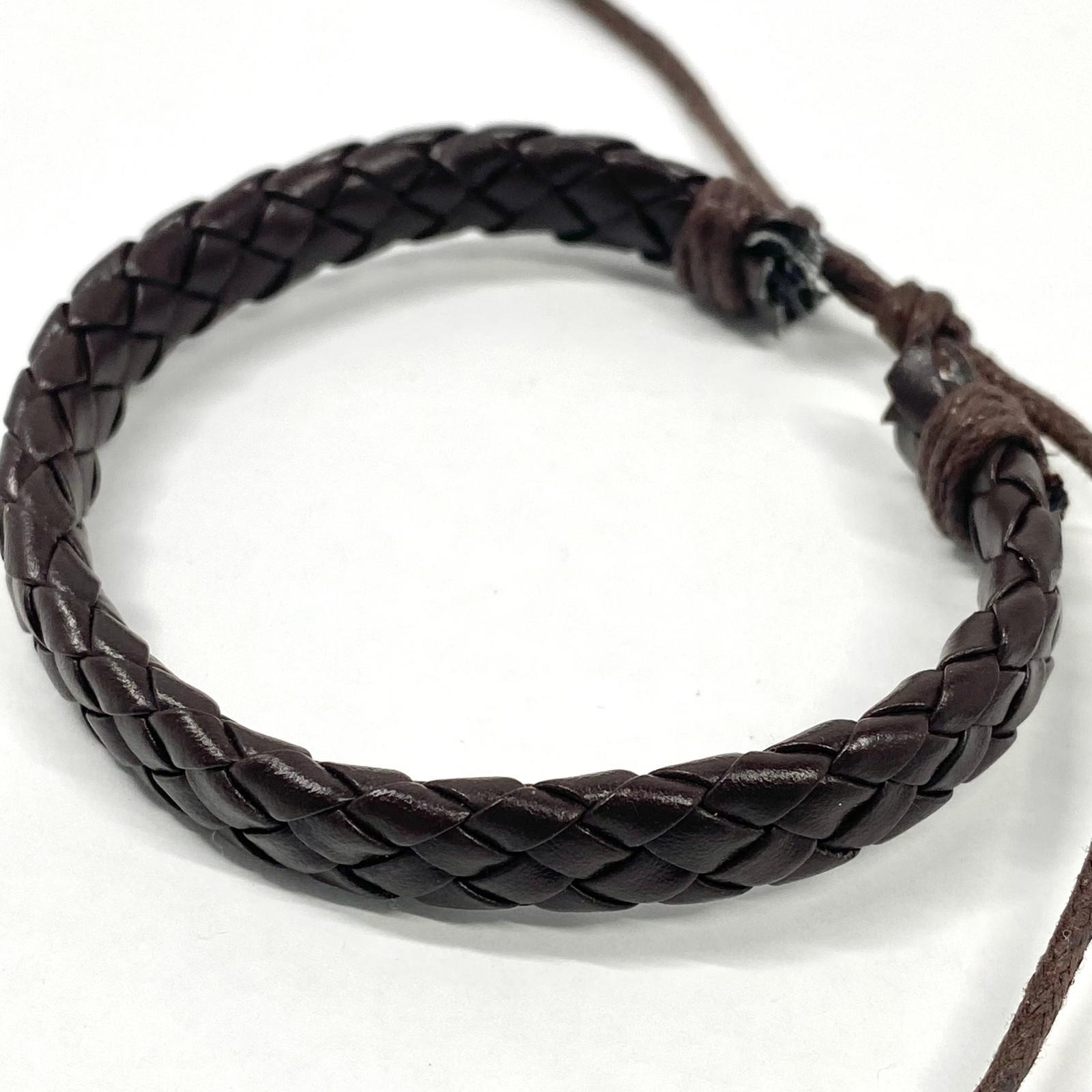 Adjustable Braided Faux Leather Bracelet Brown Woven Rope Cord Wristband Gift