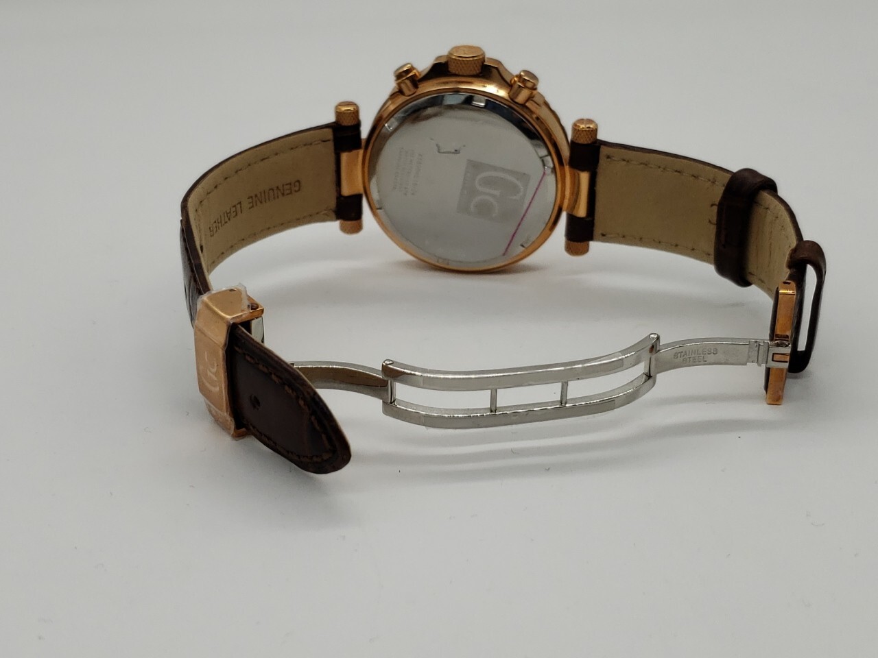 GC unisex MEN’S chronograph pink gold tone BROWN LEATHER WATCH women’s X58004G1S