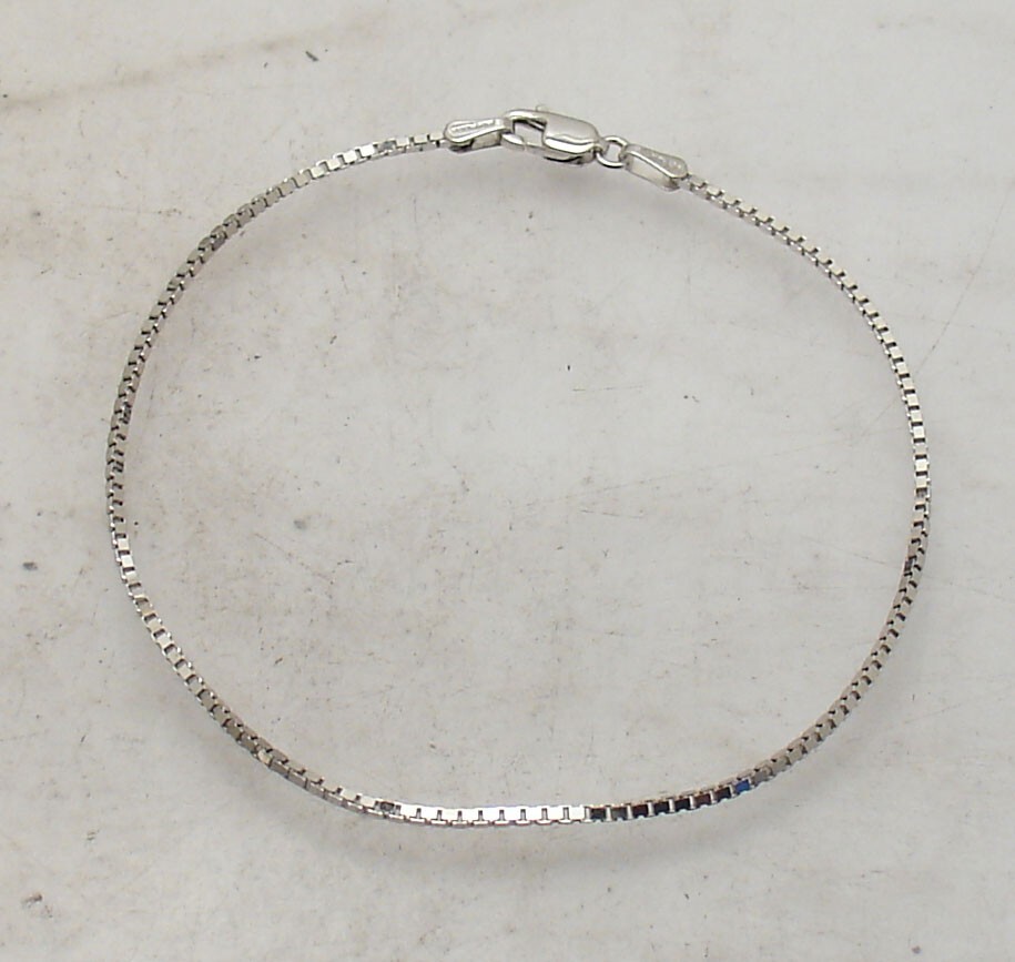 7″ Venetian Square Box Chain Bracelet Lobster Clasp Real Solid 14K White Gold