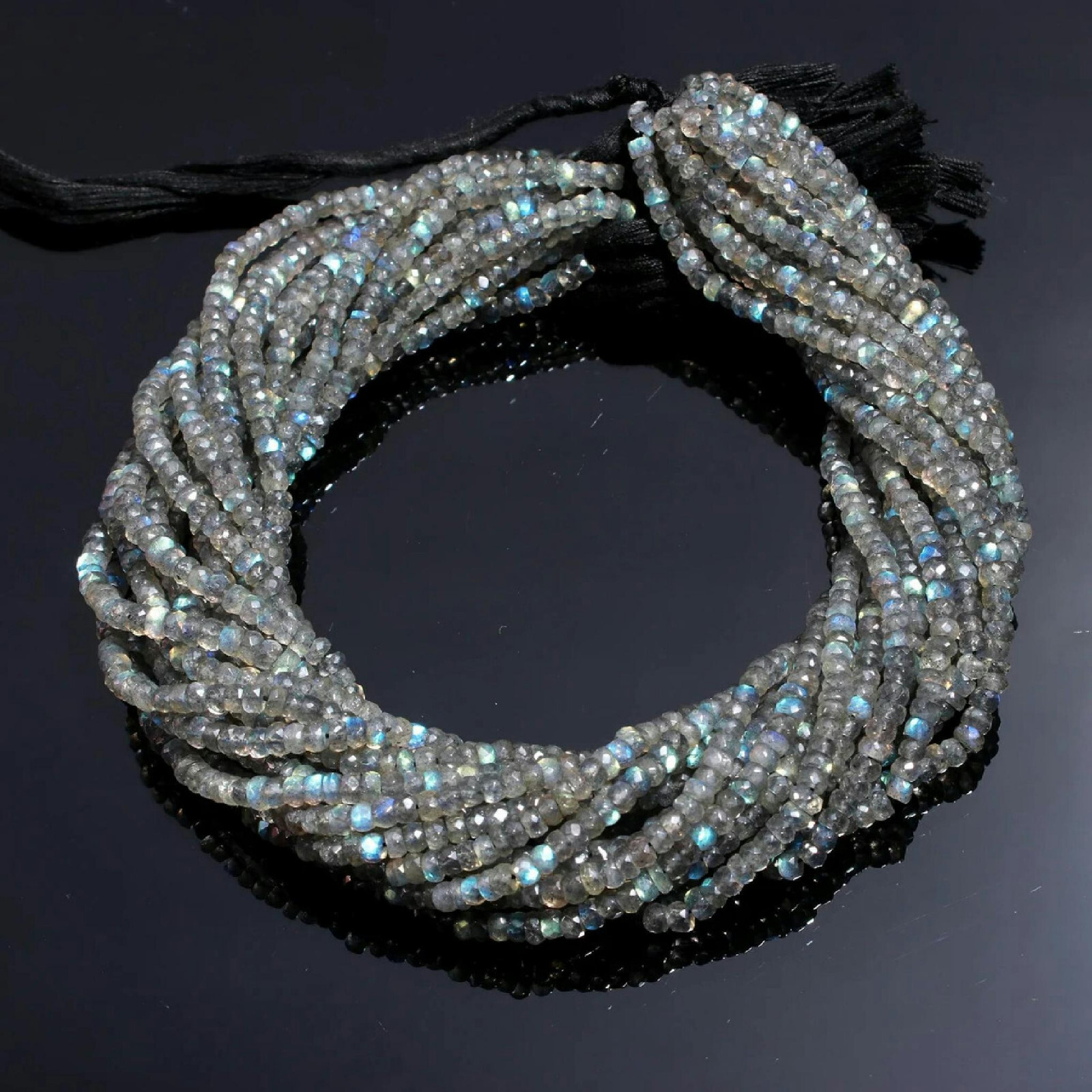 1 Strand Labradorite Top A+ Genuine Rondelle Faceted 3-3.5mm Gemstone Beads 13″