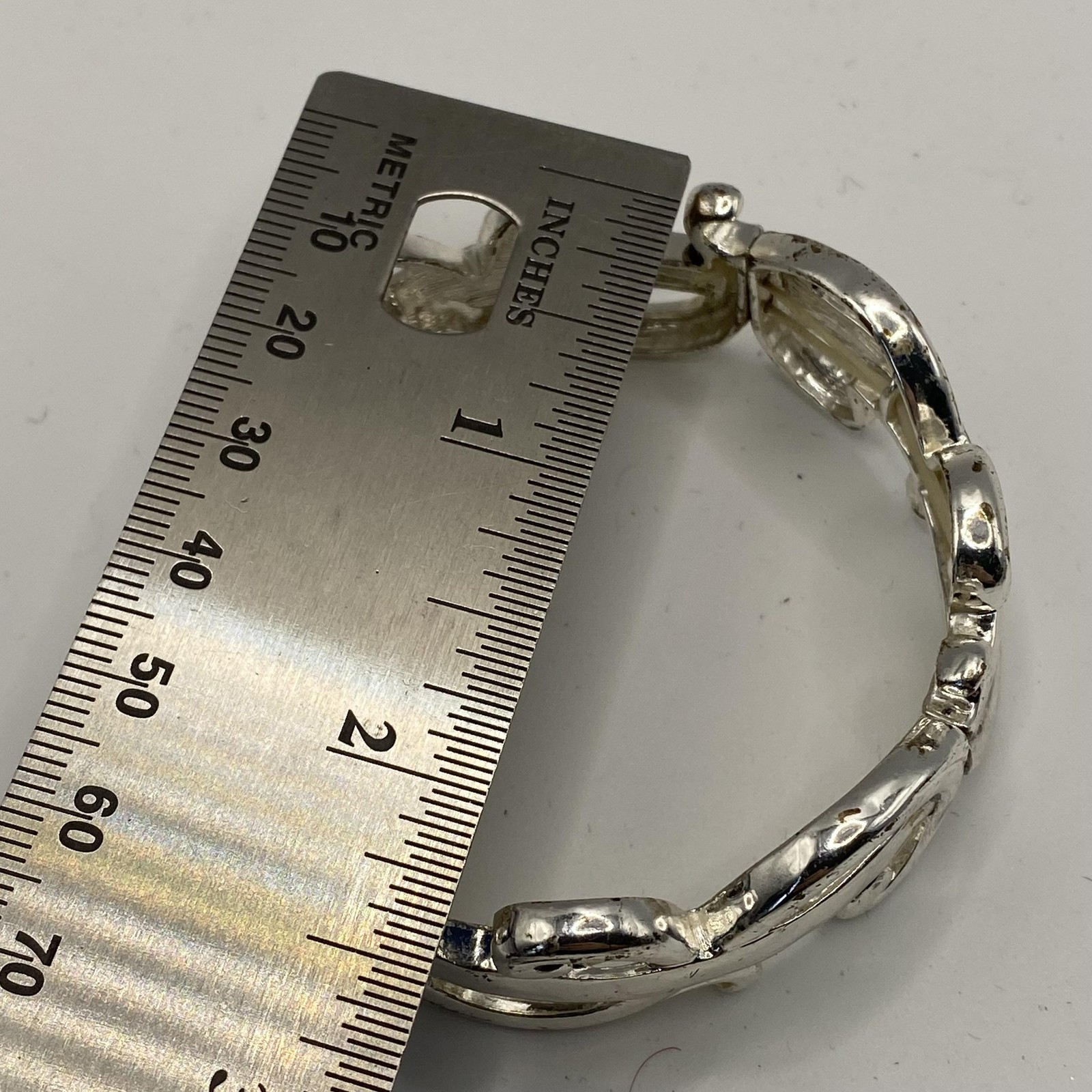 Silver Tone Bangle Beaded Bracelet Lot 4 Love Peace Inspirational 7.9 Inch