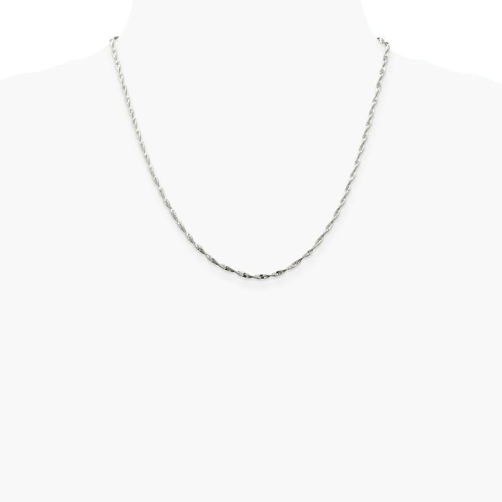 Sterling Silver 2mm Twisted Herringbone Chain Necklace 16″-24″