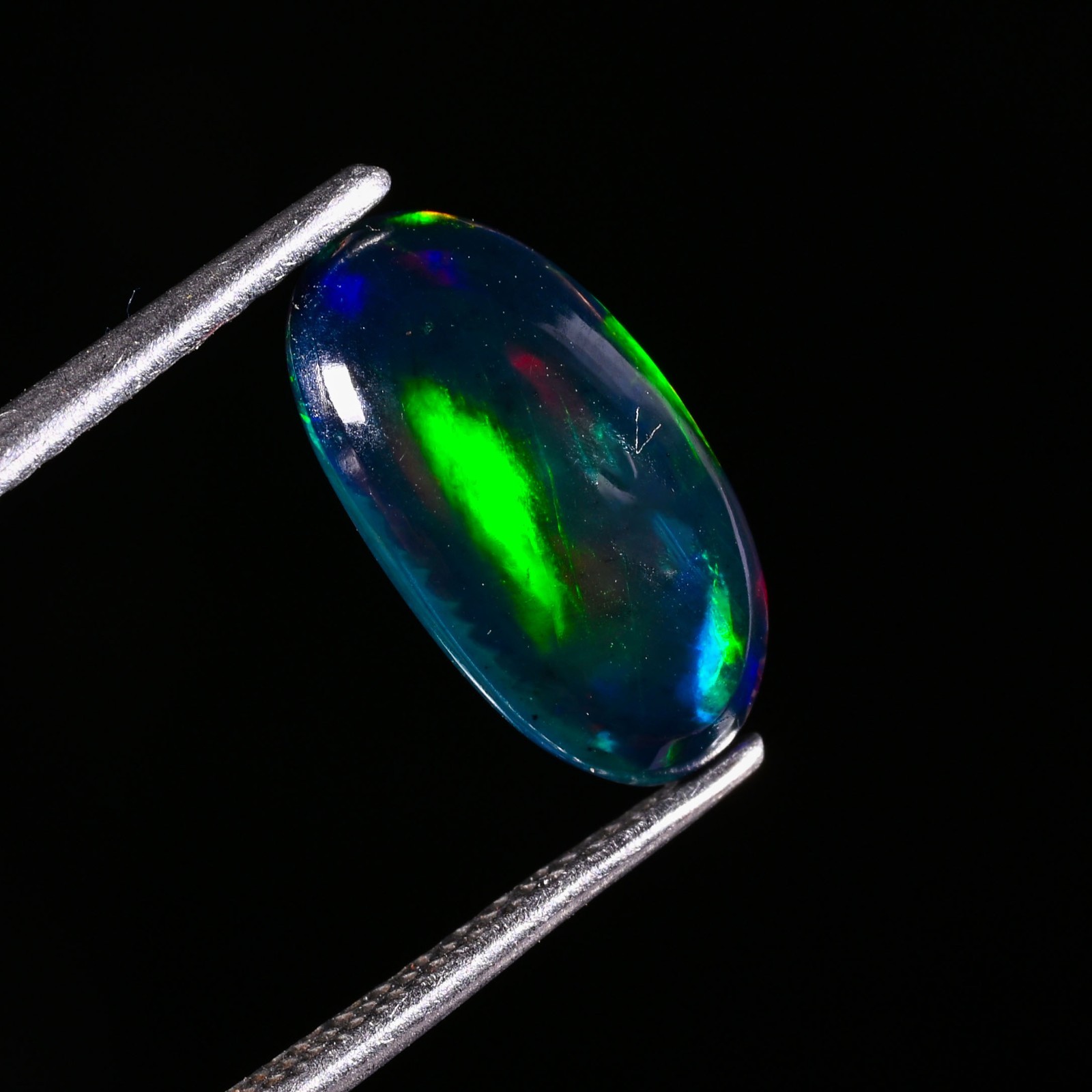 1.35 Ct Natural Ethiopian Multi Fire Black Opal Cabs Loose Gemstone 12X6X4 MM