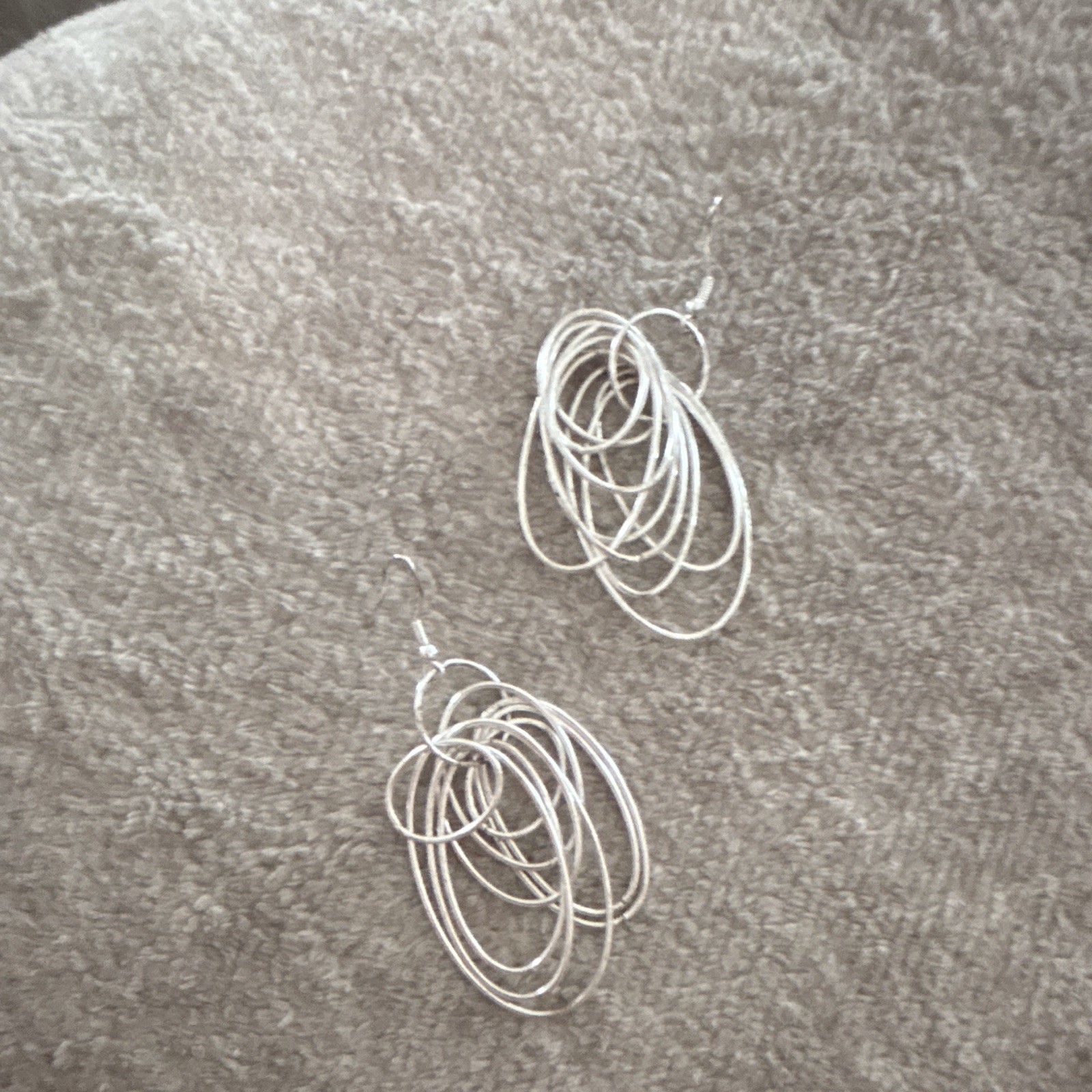 Silver Tone Multi Oval Hoop Dangle Drop Earrings French Wire Metal Nickel-Free