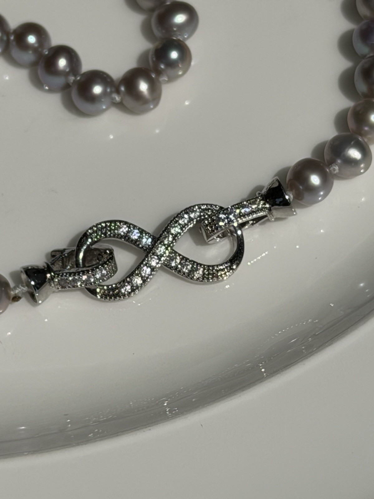 New 8-9mm Madama Akoya Saltwater Pearl Necklace S925 Clasp Silk Hand Knot Luster