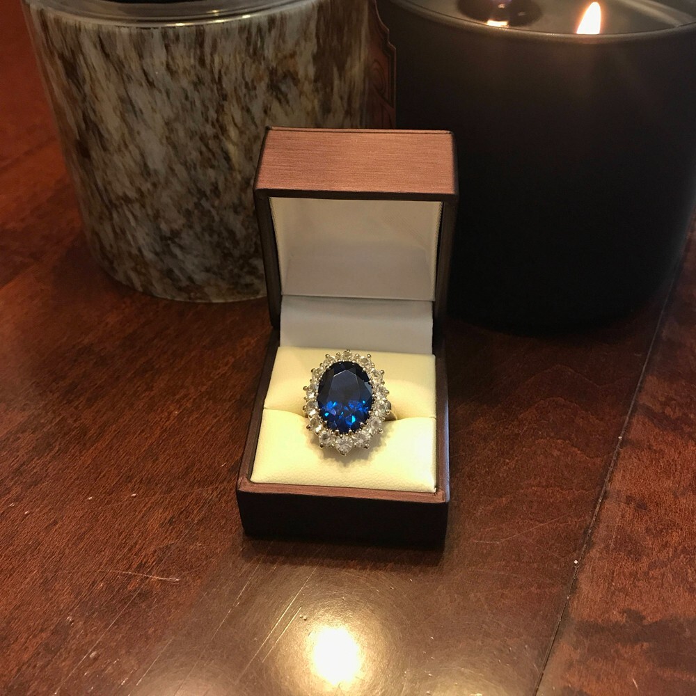 5.50 Ct Oval Natural Sapphire & Diamond Engagement Ring 14K White Gold Size 7