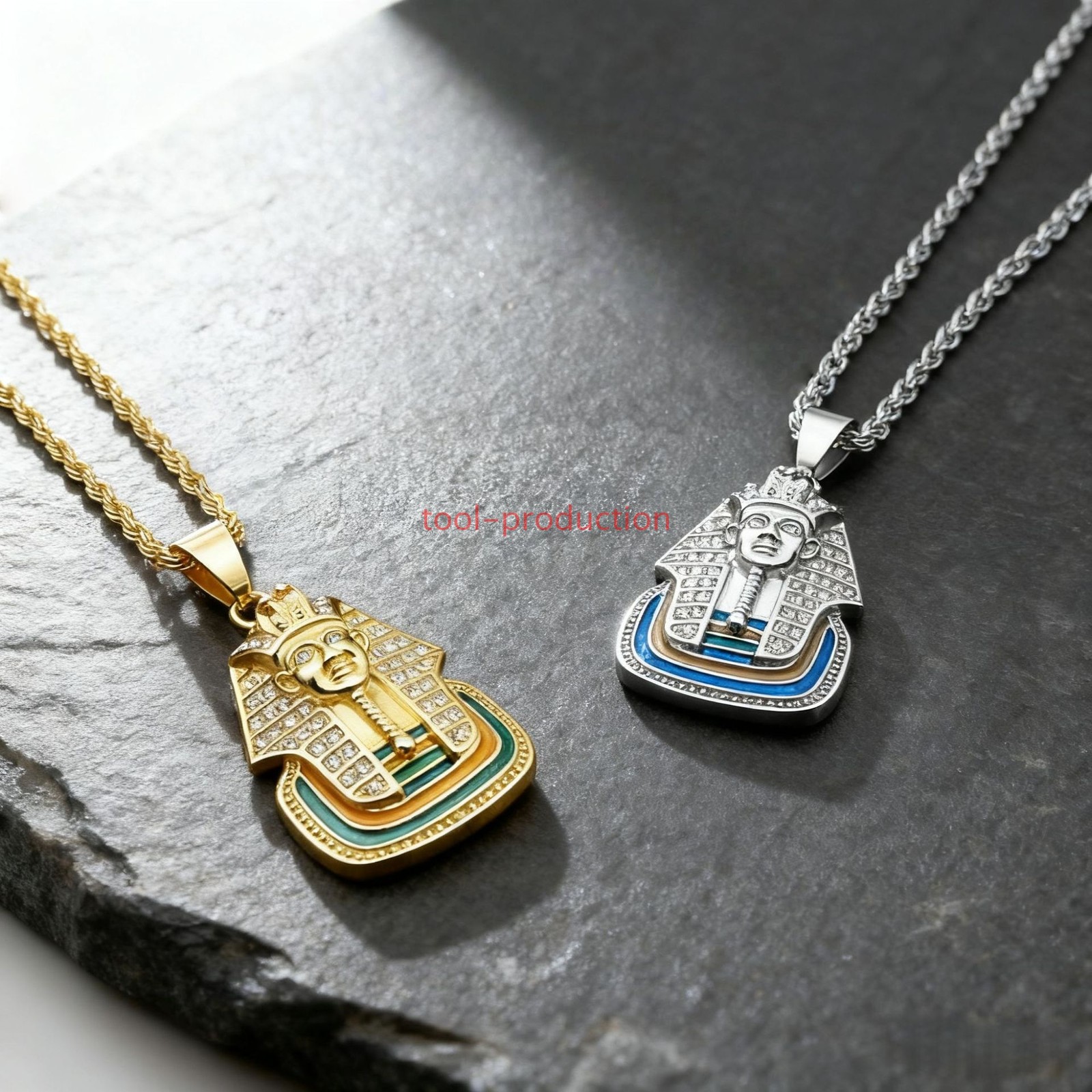 Handmade Sparkling Pharaoh Tutankhamun Charm Pendant With Free Chain