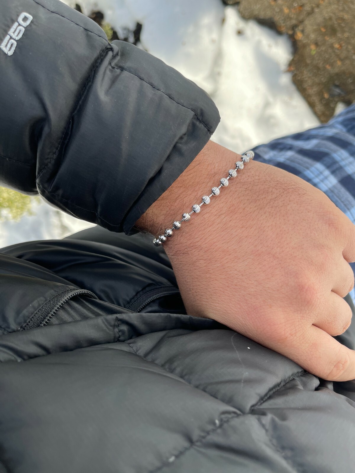 Men’s Solid 925 Sterling Silver Ball Moon Diamond Cut Bracelet 5mm Thick Beads