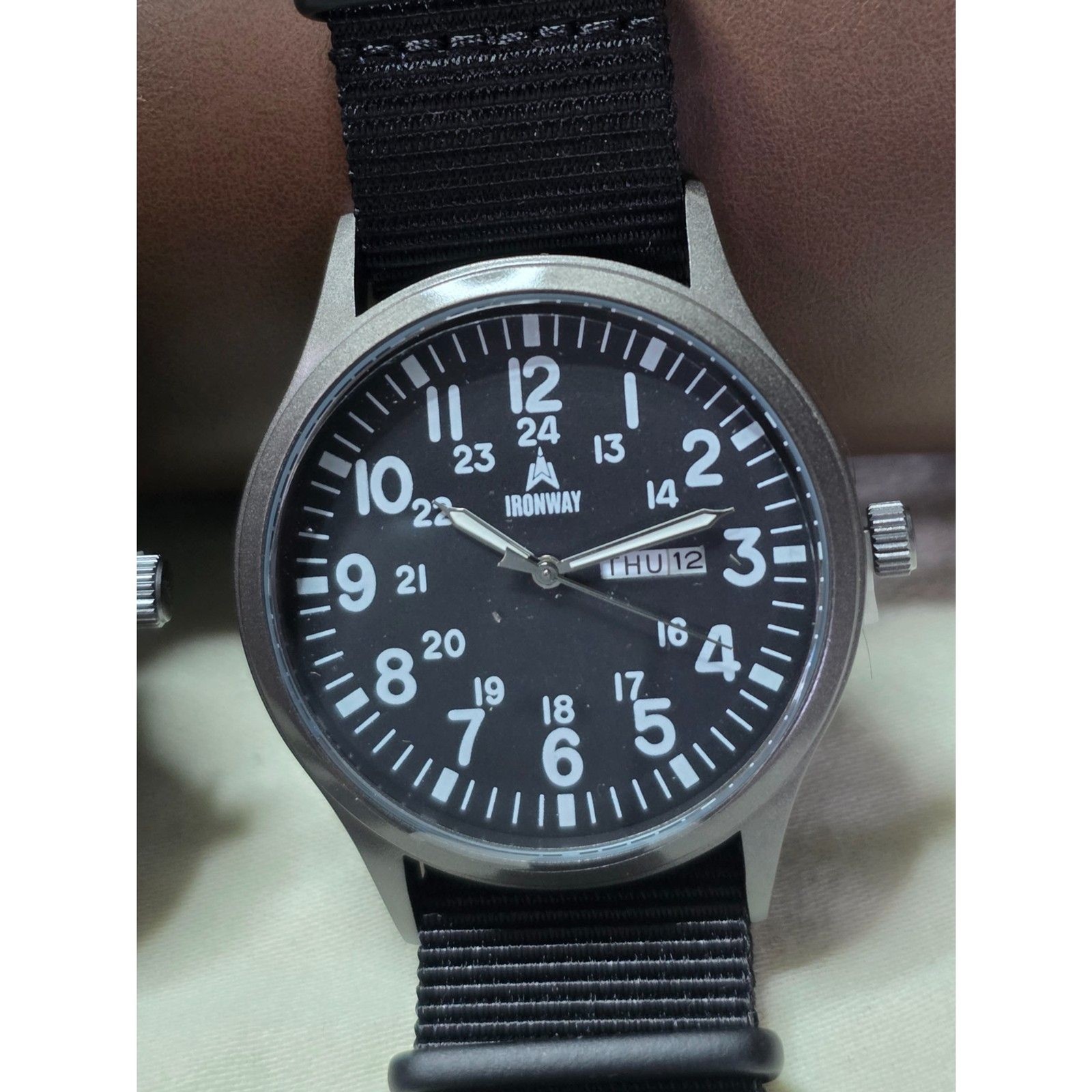 Ironway 41mm Military Field Watch, Black Dial, Japanese Quartz (New w/ ABS Case)