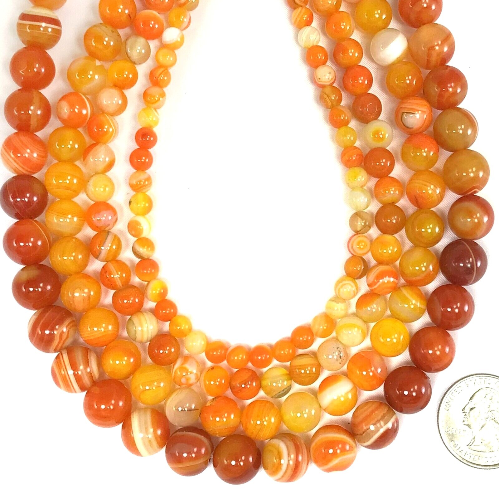 Gemstone Natural Orange Yellow Agate Round Loose Beads 15″ 4mm 6mm 8mm 10mm 12mm