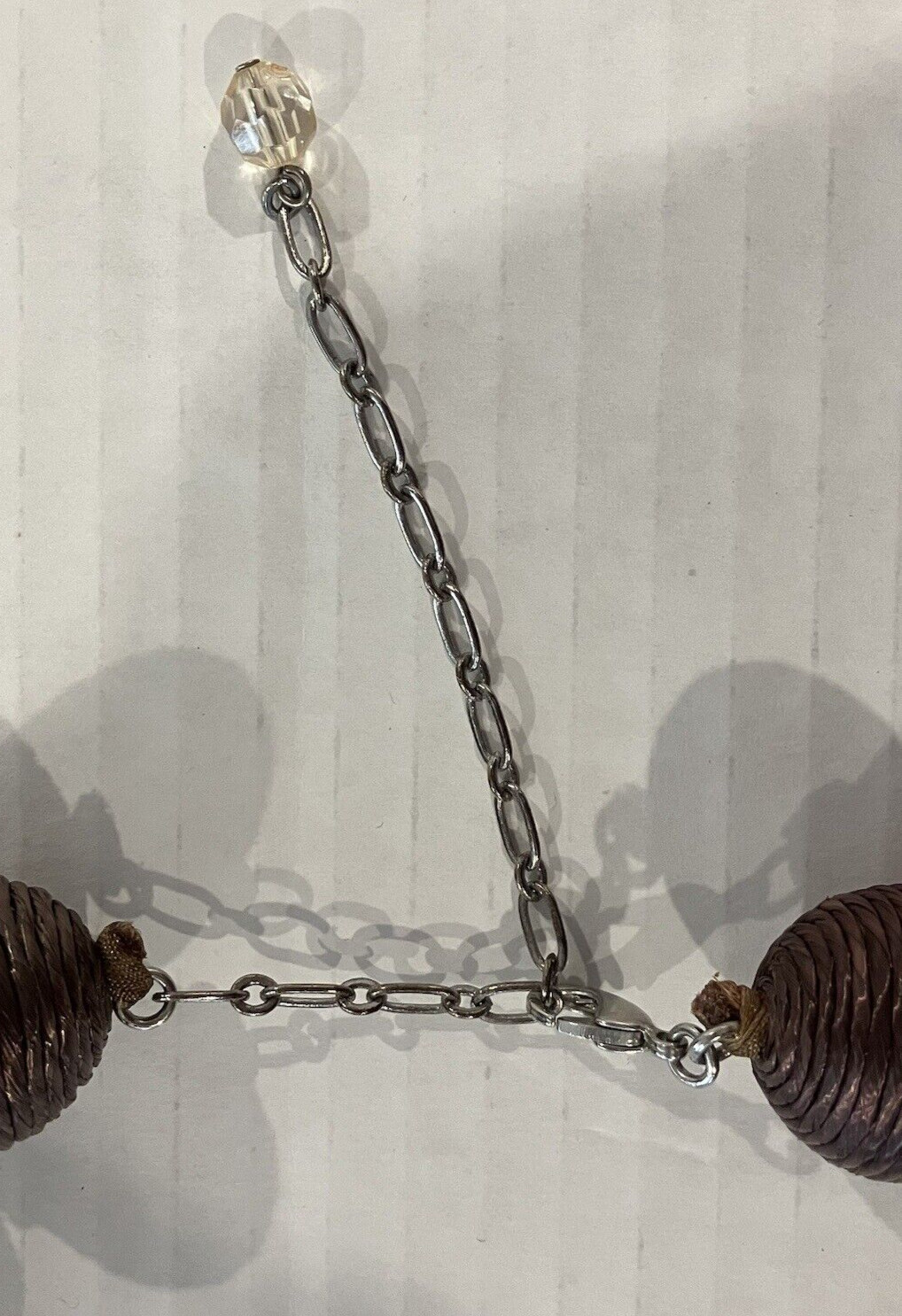 Silk Brown Large Hand Knotted Bead Strand Necklace Adjustable Lobster Claw Clasp