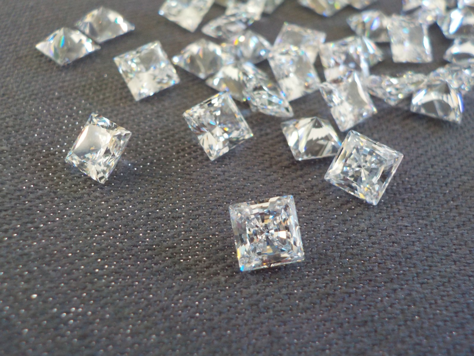 Square Cubic Zirconia Clear Stone 5 mm Pointed Back No Holes Total 12 Pieces
