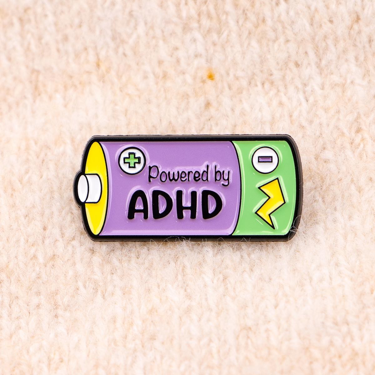 Funny ADHD Quote Enamel Pin Cartoon Cat Brooch Lapel Badge Gift Jewelry