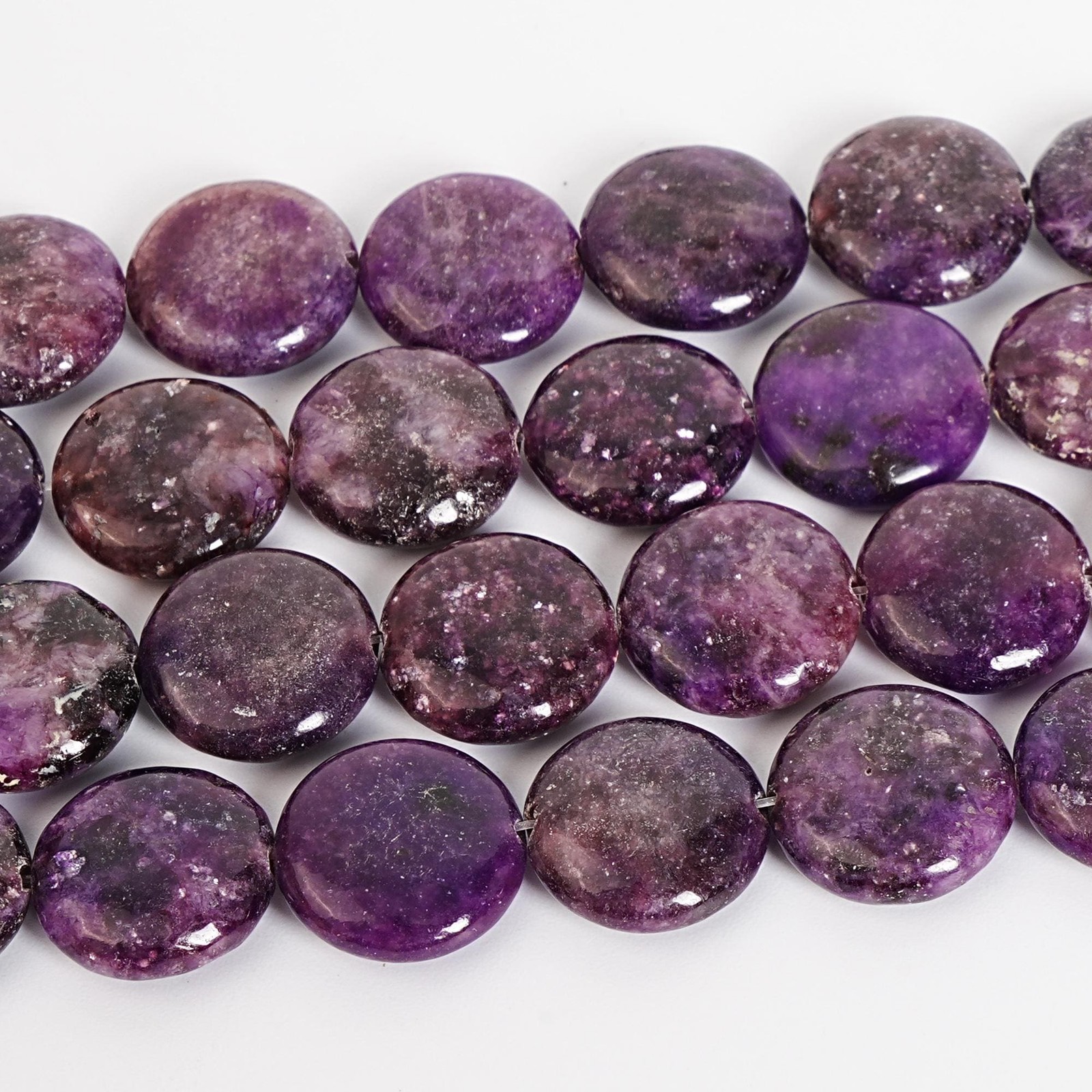 AAA Lepidolite Smooth Purple Round Gemstone Beads 16X5MM Full Strand 15″