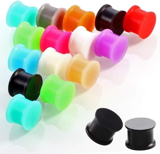 6Pair Solid Silicone Ear Gauges Glow in The Dark Plugs Body Piercing Kit 2g-3/4″