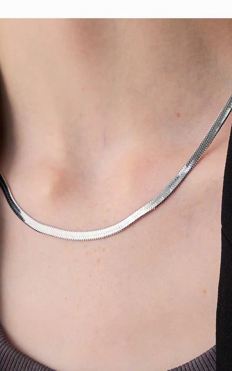 Gold or Silver Flat Herringbone Chain Choker Necklace 40cm + 4cm Extender