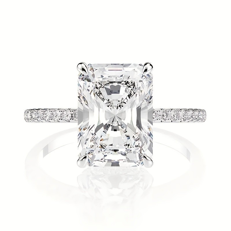 4 Carat Moissanite Ring In Sterling Silver Size 5 6 7 9 For Women