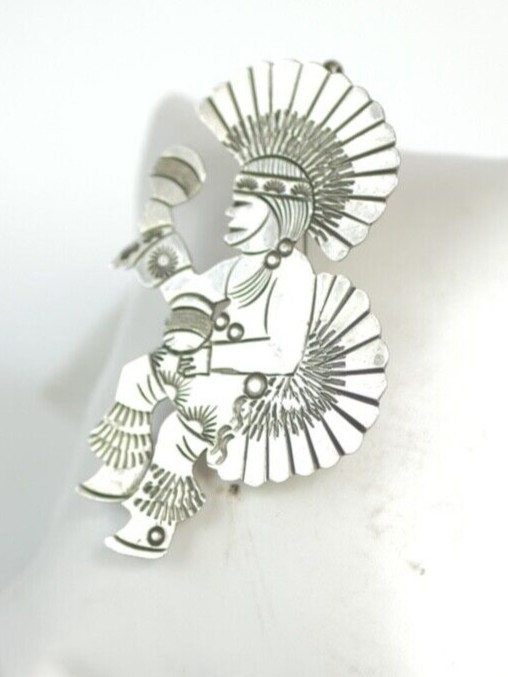 Dancing Kachina Navajo BECENTI Native American Sterling Silver Pin Vintage #2
