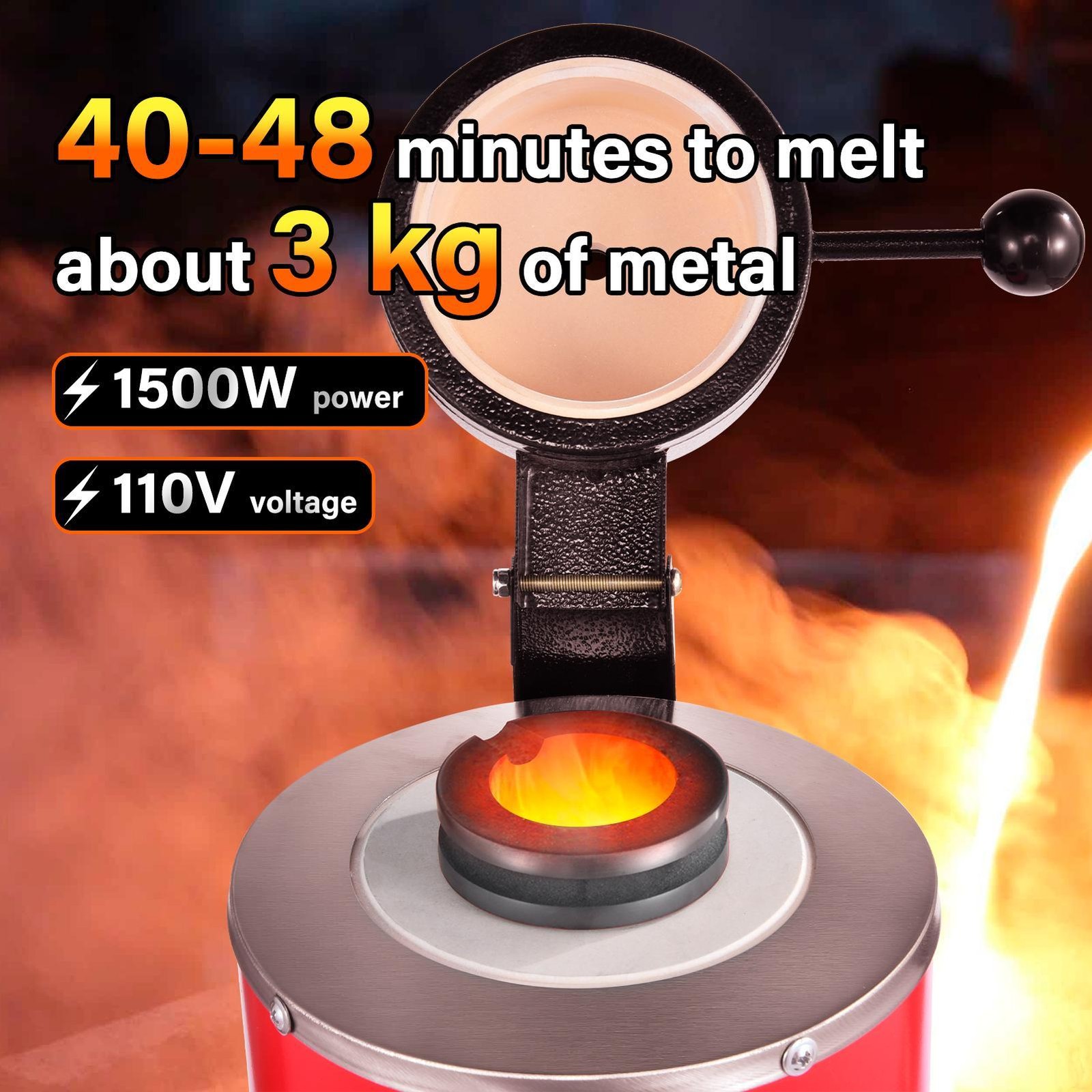 3kg Gold Melting Furnace, Automatic Digital Melting Furnace Machine 1500W