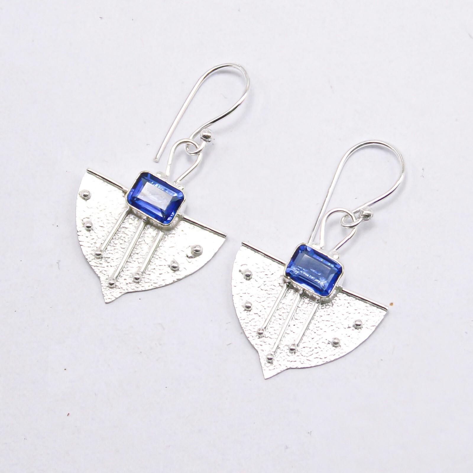 Tanzanite Gemstone Earrings 925 Sterling Silver Boho Handmade Jewelry 1.19″ Gift