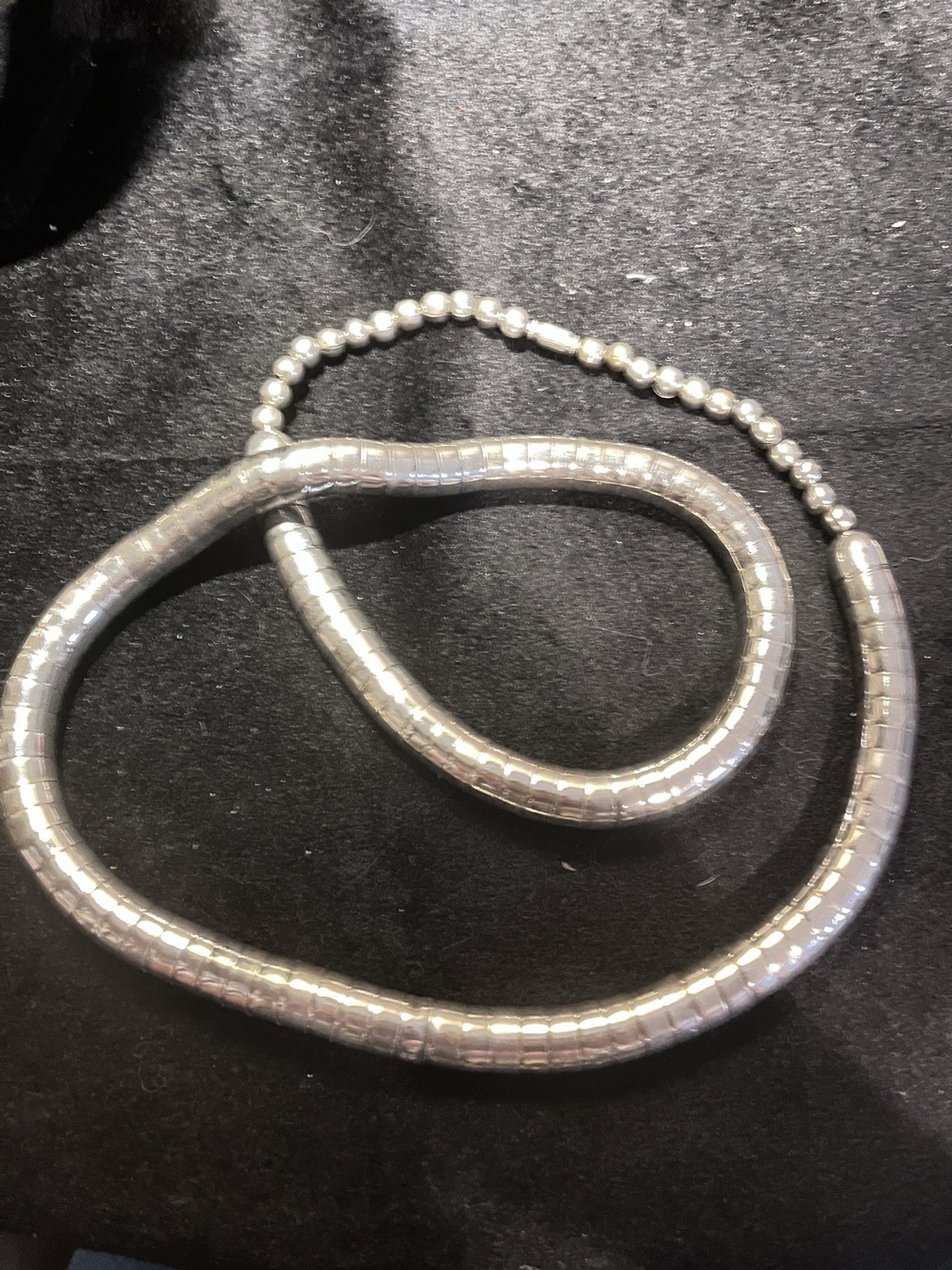 Silver Tone Snake Chain Statement Necklace Metal Chain, No Stone, Undated