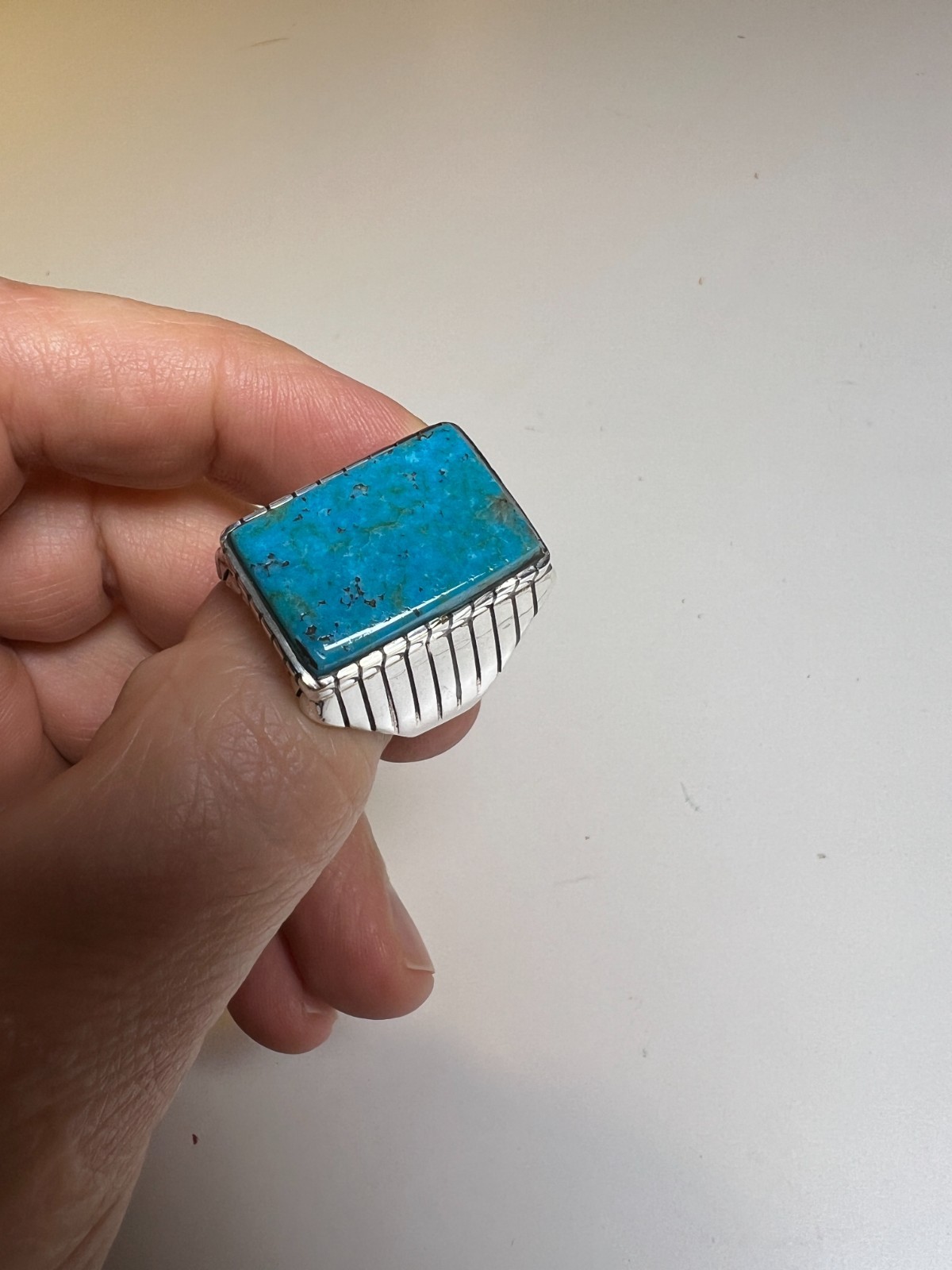 Mens Ring Sterling Silver Turquoise Navajo Trevor Jack Size 12.25 Southwestern