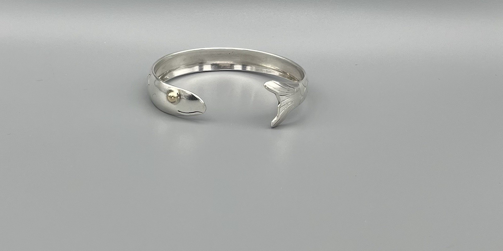 Eden Hand Arts Cape Cod Shiner Fish Cuff Bracelet Sterling Silver 14K Gold Eye