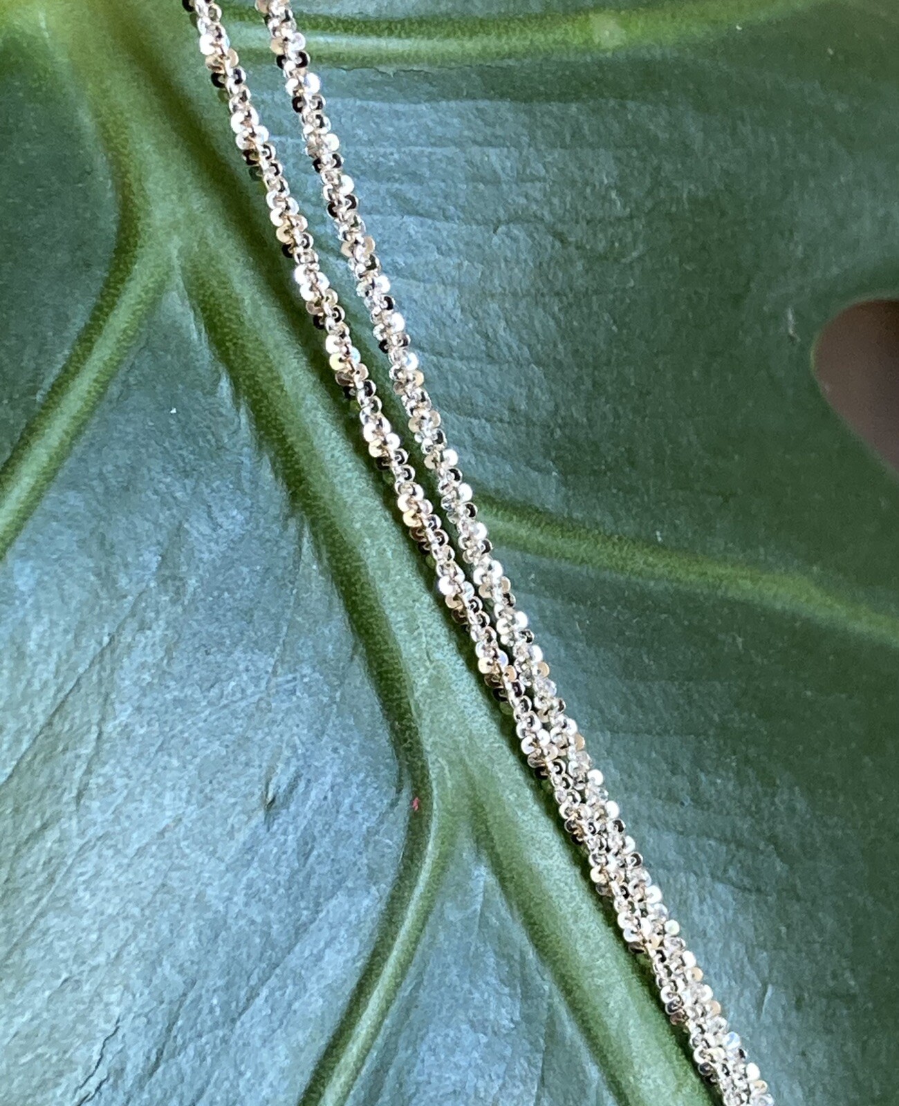 New Sterling Solid 925 Silver Crushed Rock 16″ Necklace 1.3mm Thick Free Shippng