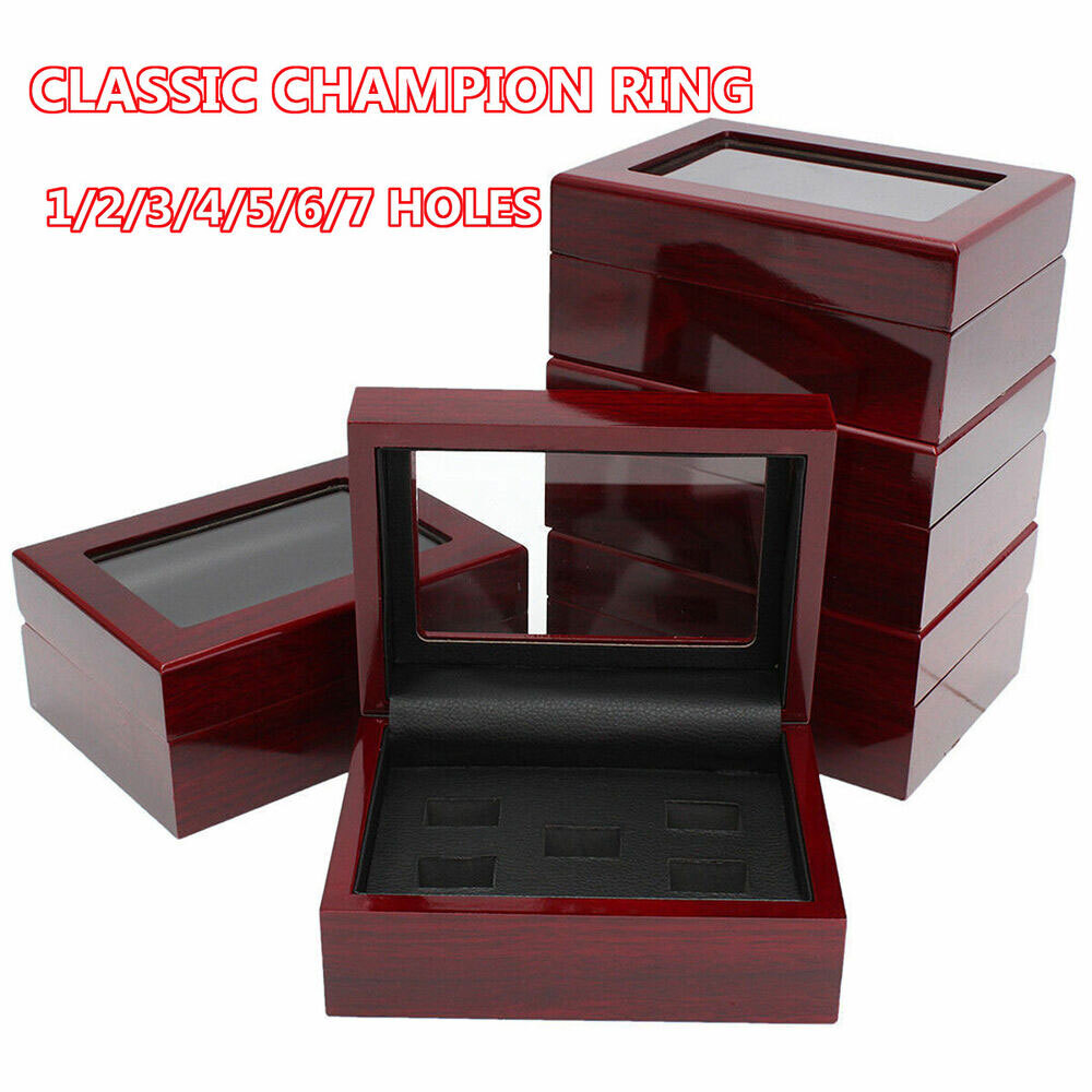 1-7 Hole Championship Ring Display Case Box Wooden Collection Storage box US##
