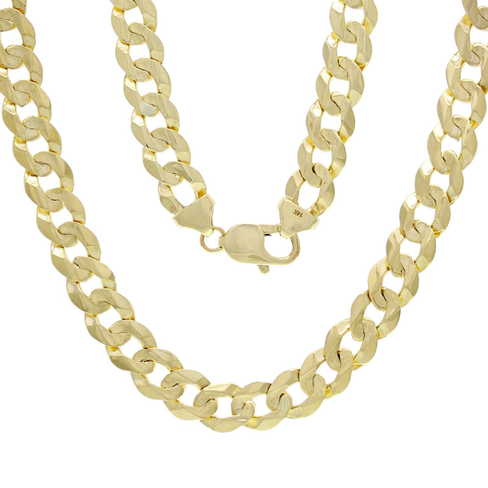 14k Yellow Gold Solid Curb Cuban Link Chain Necklace 22″ 9mm 46.6 grams
