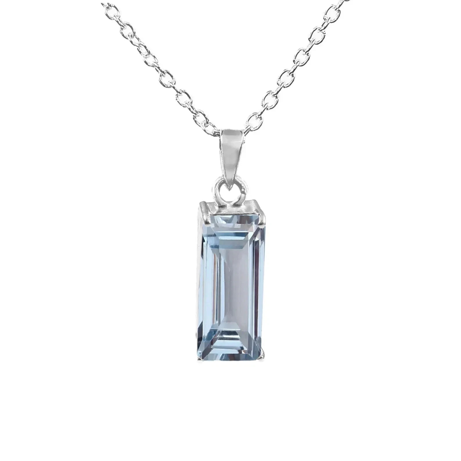Natural Certified 20 Ct Santa Maria Blue Aquamarine Pendant -In 925 Solid Silver