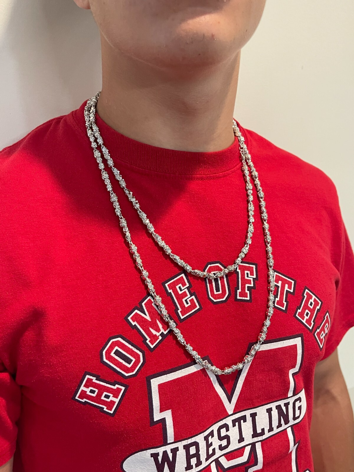 Custom Handmade Solid 925 Sterling Silver Nugget Link Chain Necklace 5mm 18-30″