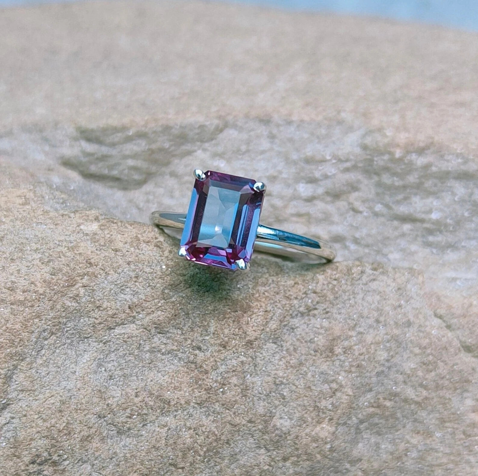 Certified 7 Ct Natural Alexandrite Emerald Gemstone Ring – Crafted 925 Silver