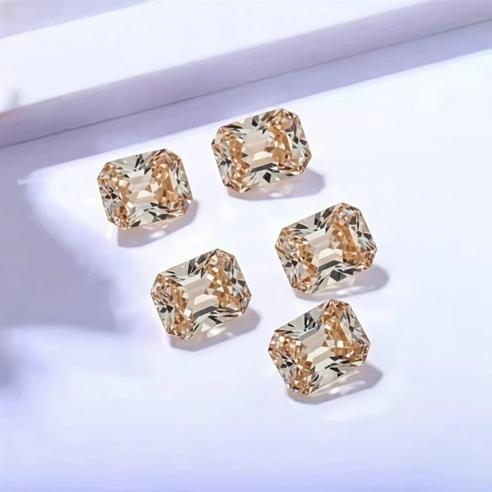 2 CT Lab Grown Diamond Light Champagne, Radiant Cut, VVS1 Quality Gemstone9x7M