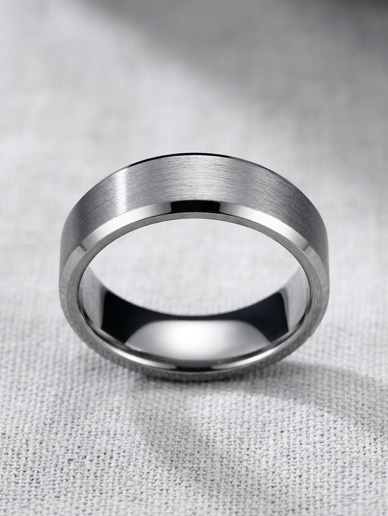 Tungsten Wedding Band Ring Brushed Silver Mens Jewelry 6mm 8mm Sizes 7-13