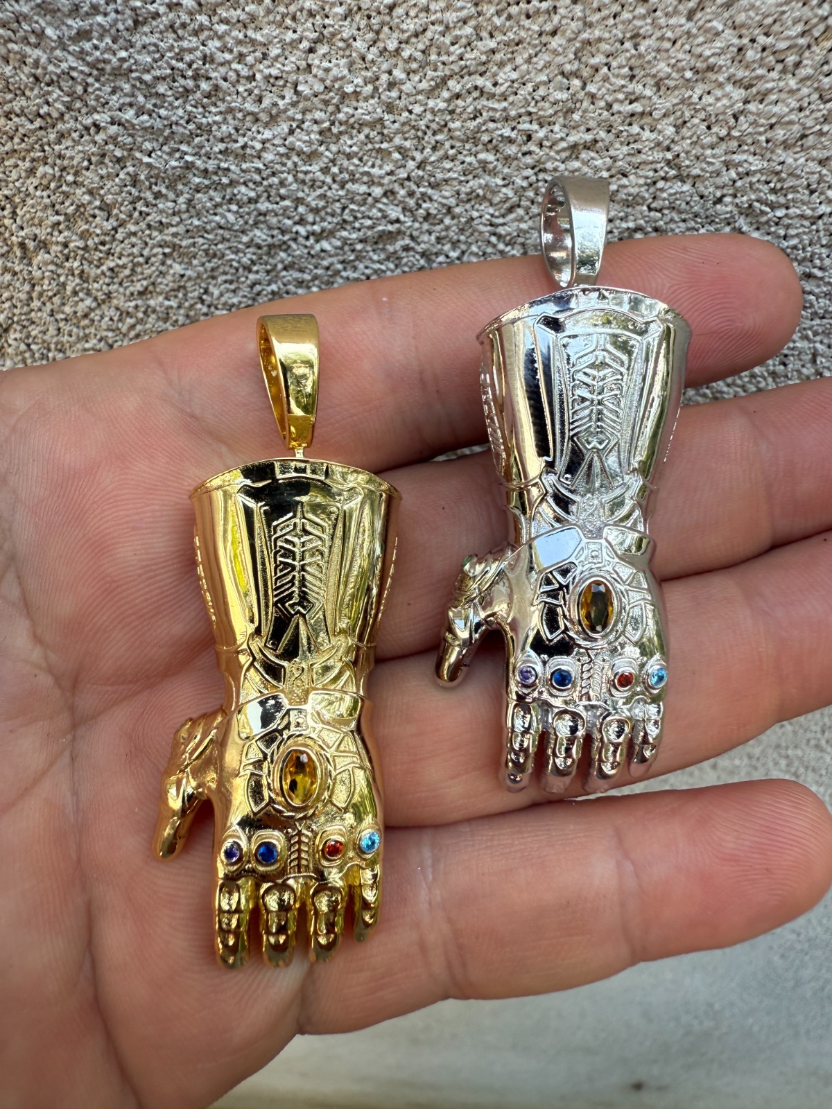 Limited Edition Thanos Infinity Hand Glove Gauntlet 925 Sterling Silver Pendant