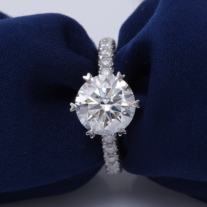3Ct Round Lab Created Diamond Solitaire With Accents Ring 14K White Gold Finish