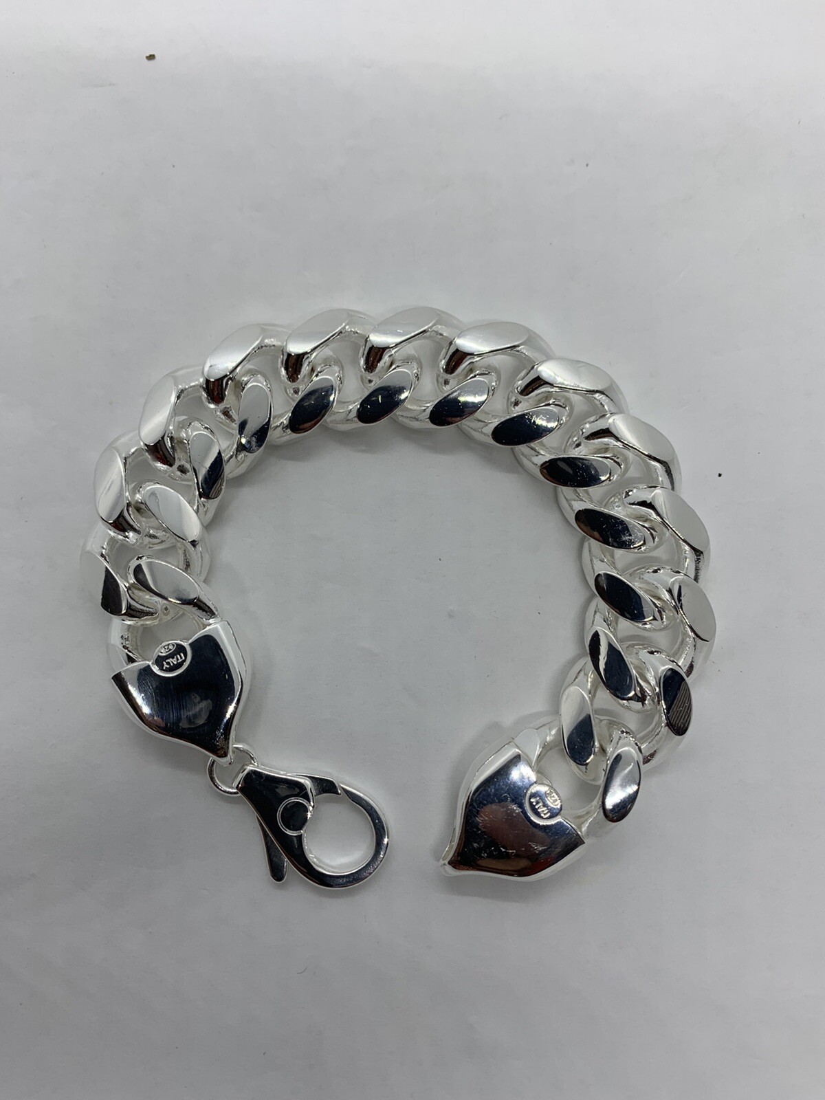 Hand Polished 18.2mm Solid 925 Silver Miami Cuban Link Men’s Bracelet 9″ Italy