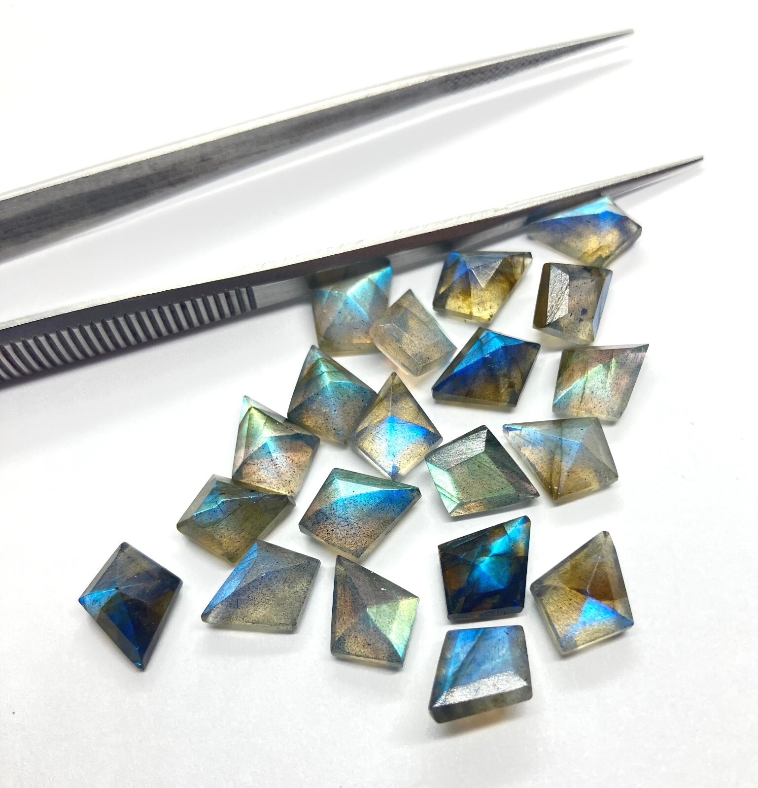 AAA Natural Labradorite Square Rose Cut Loose Gemstone For Making All Jewelry